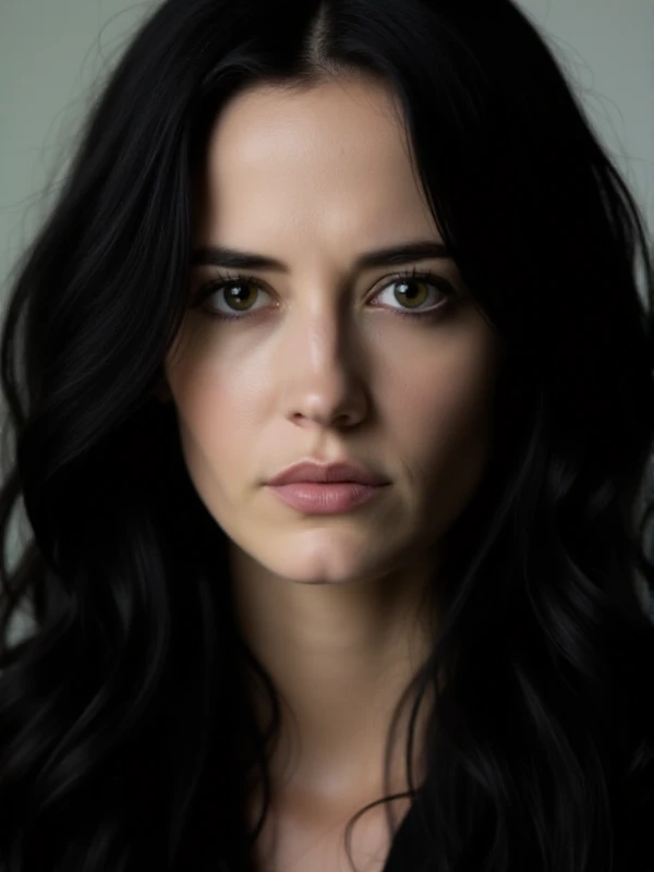 <lora:Vanessa Ives2:0.9> vannessa ives, a woman with black long hair. closeup face portrait