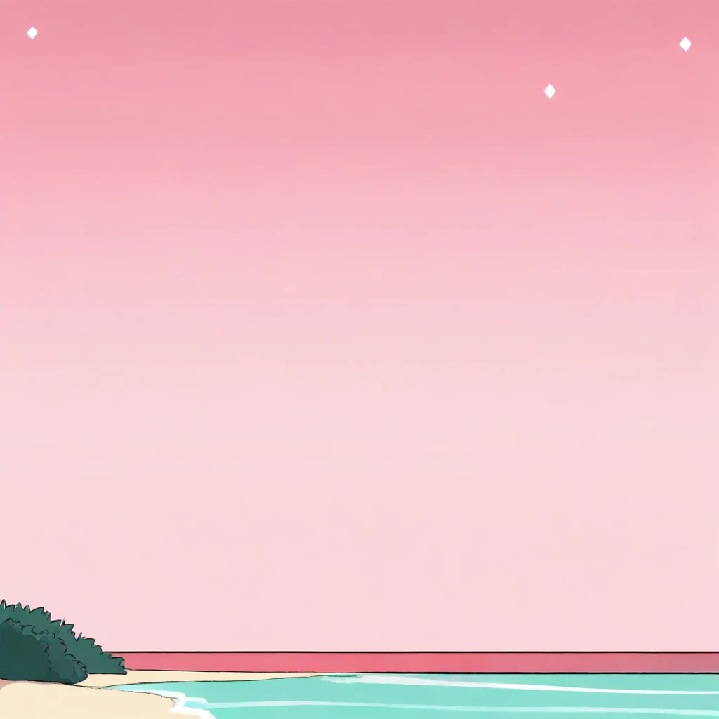 ground, bush, red sky, gradient background, beach, pink sky, aqua, rough lines, sparkles, beam, solo, night sky