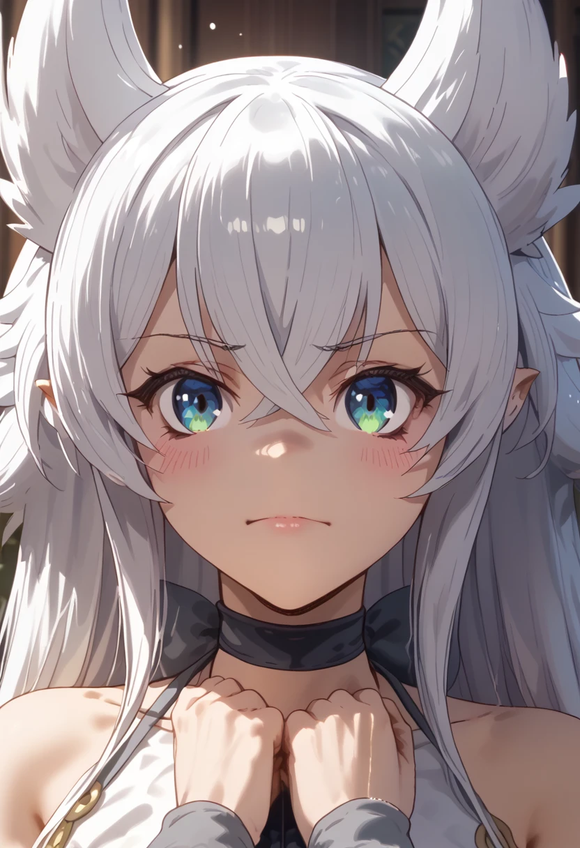 score_9, score_8_up, score_7_up, highres, high res image, masterpiece, 1girl, solo,detailed face, detailed eyes, bangs, lv2fenrys, <lora:Lv2Fenrys>, large breats, hair betweens eyes, crossed bangs, white dress, center fills,
upper body,