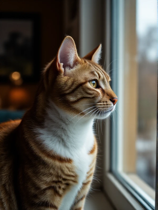 <lora:HDR_Photography:0.9> hdr photography, realistic. a closeup portrait of a cat at a window