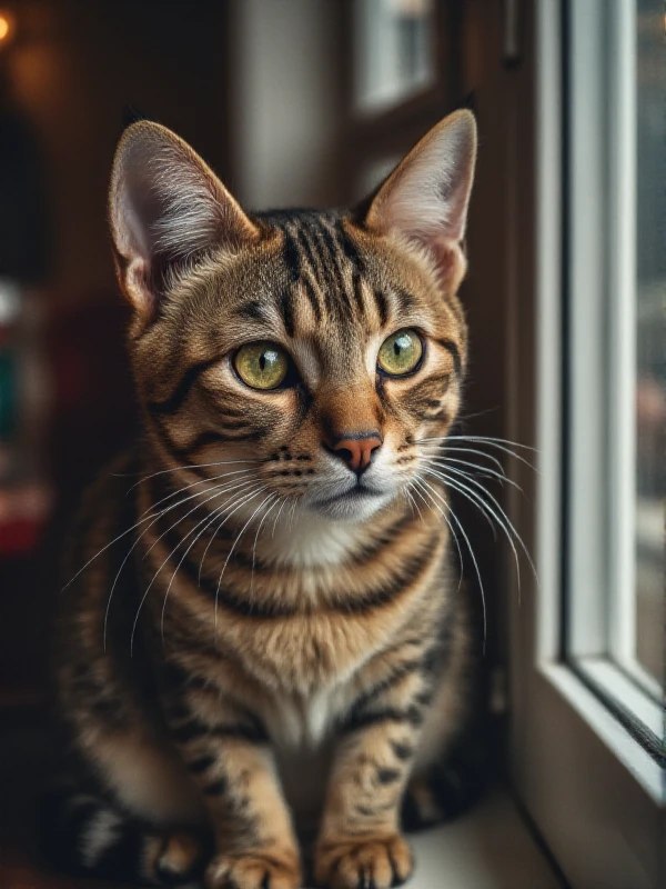 <lora:HDR_Photography:0.9> hdr photography, realistic. a closeup portrait of a cat at a window