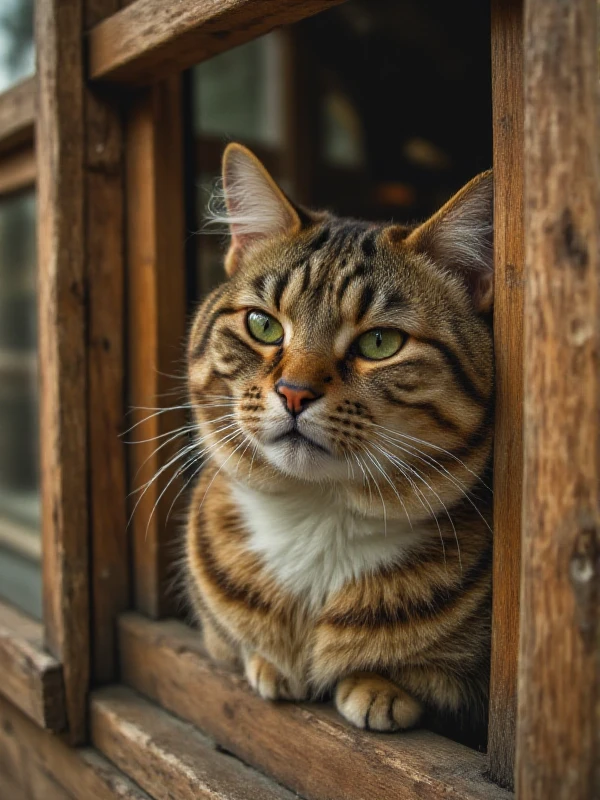 <lora:HDR_Photography:0.9> hdr photography, realistic. a closeup portrait of a cat at a window