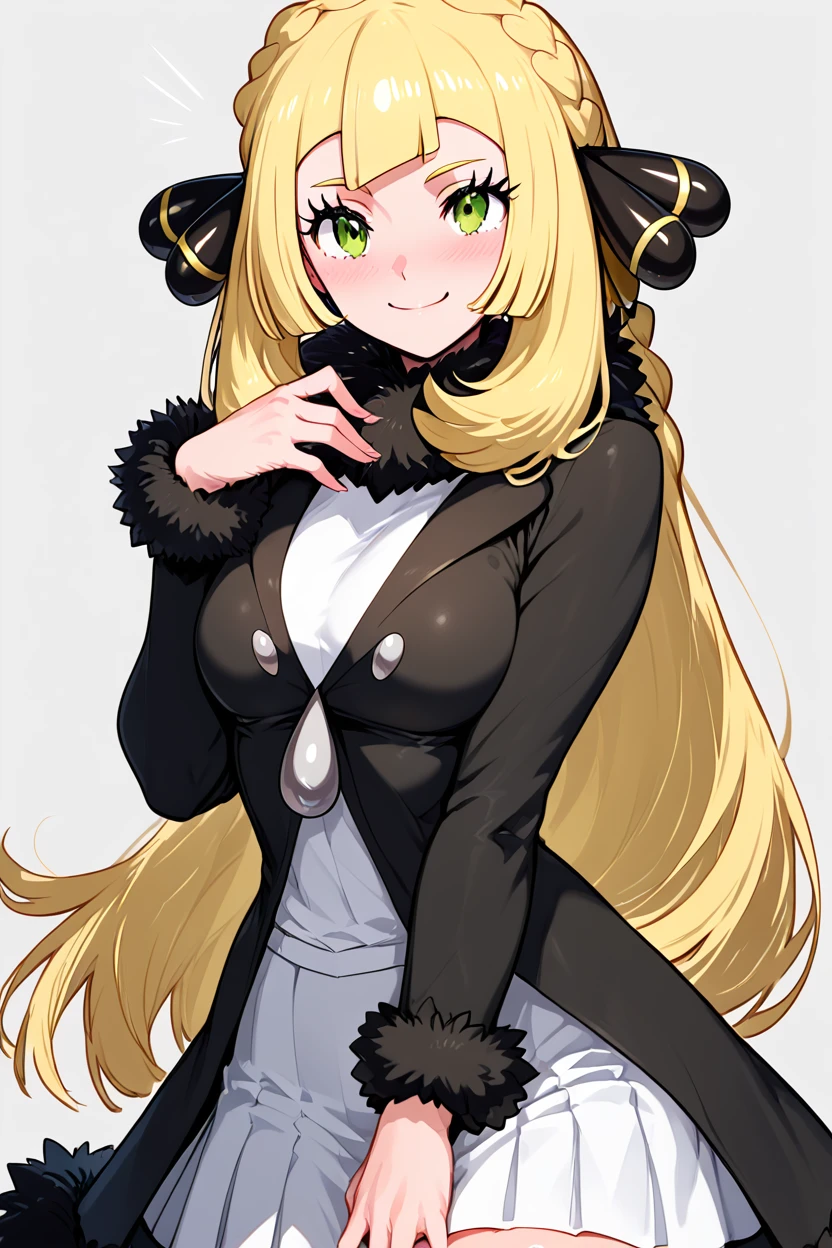 score_9, score_8_up, score_8, medium breasts, (curvy), cute, eyelashes,       ,,, ,  zzCLillieCitron, green eyes, blonde hair, hair ornament, hair ribbon, long hair, long sleeves, fur trim, braid, coat, white skirt, white shirt, black coat, lillie (pokemon),  <lora:CynthiaLilliePDXL:1>,  , BREAK, <lora:Afrobull_PDXL_v5:0.8>,  ,,, BREAK, smile, looking at viewer, closed mouth, cowboy shot,  ,,, embedding:zPDXL, Expressiveh, ,,, <lora:SDXLFaeTastic2400:0.5>, <lora:Expressive_H-000001:0.4>,