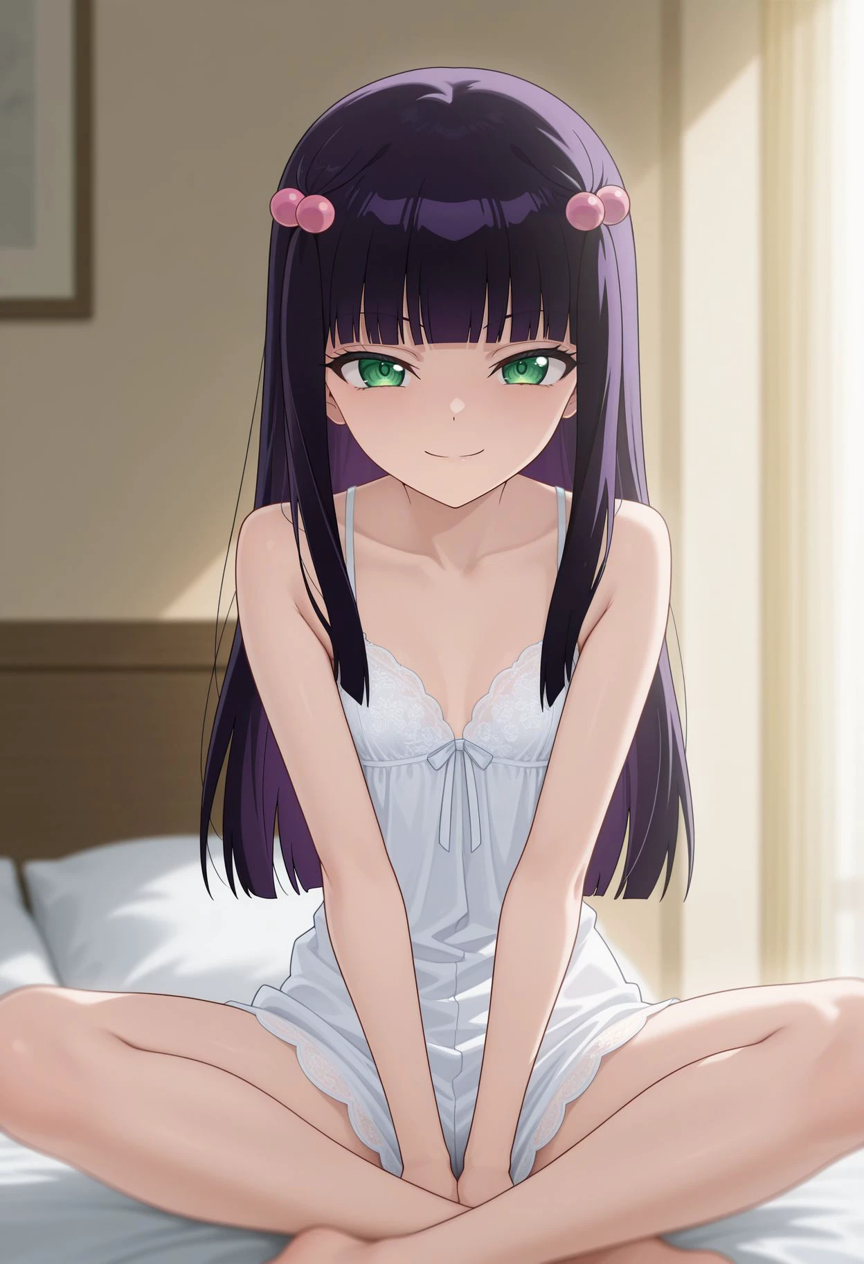 ((highest quality)), ((masterpiece)), (be familiar with), perfect face, indoor, Bedroom, looking at the viewer,
one woman, Hoshino Ai,
open mouth, ecstatic expression, blush, smile,
small breasts, flat chest, young girl, , , girl,
long hair, purple hair, purple eyes, Long Hair,
Completely naked, Nipple exposed, Sex with a man with a big cock, 膣内ejaculation, semen splashes, Insert a into your, sex in missionary position, , spread legs,