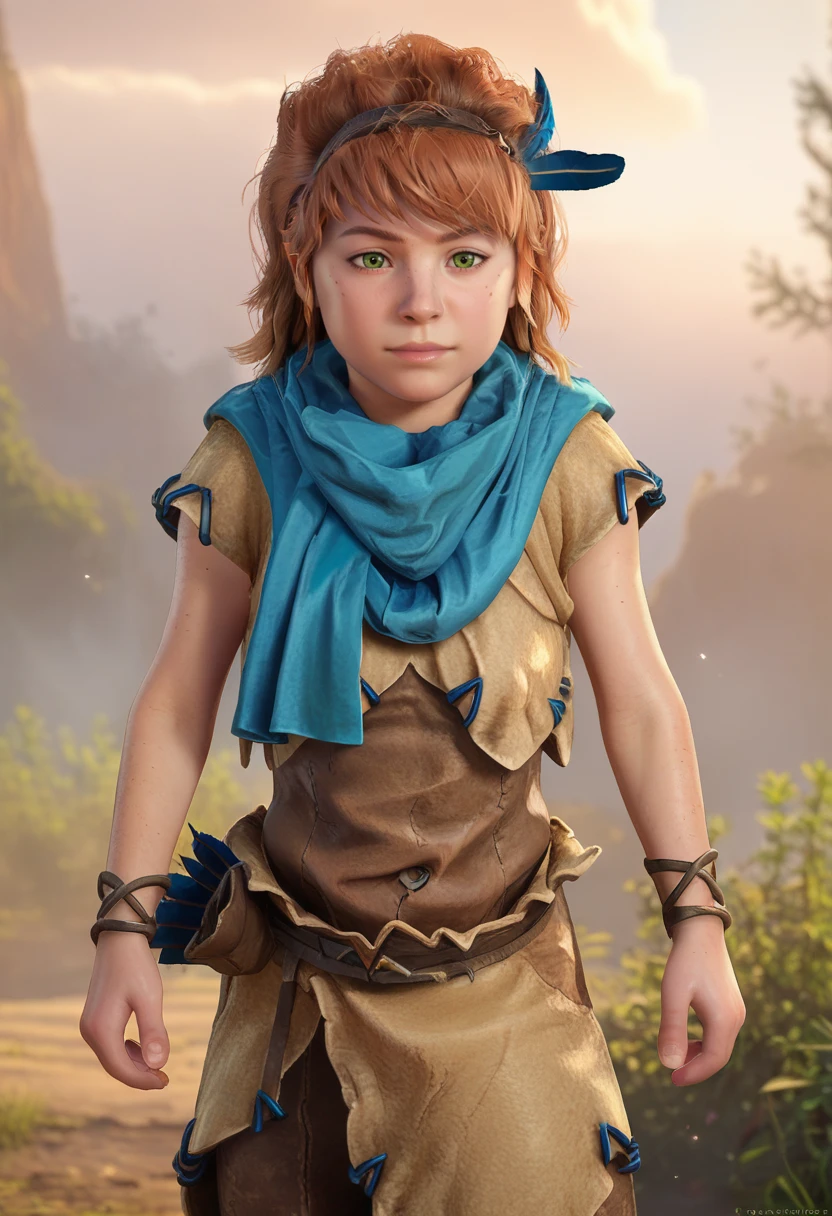 score_9, score_8_up, score_7_up, , <lora:add-detail-xl:3>,
BREAK
<lora:Aloy:0.7>, aloy, realistic, freckles, green eyes, brown hair, feather hairband, tribal clothes, scarf, brown pants,
BREAK
solo, standing, 
,