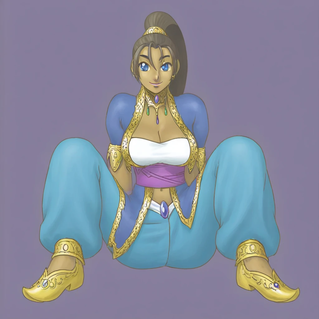 woman, black longbob Haircut, blue eyes, blue leather corset,  big naked   breast, whites leather houlder pads,gold earring loops, gold collar,sitting, sucking dicks