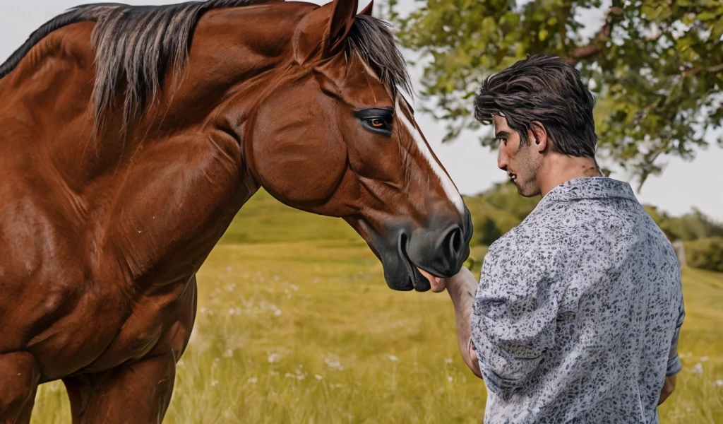 Man kissing a horse