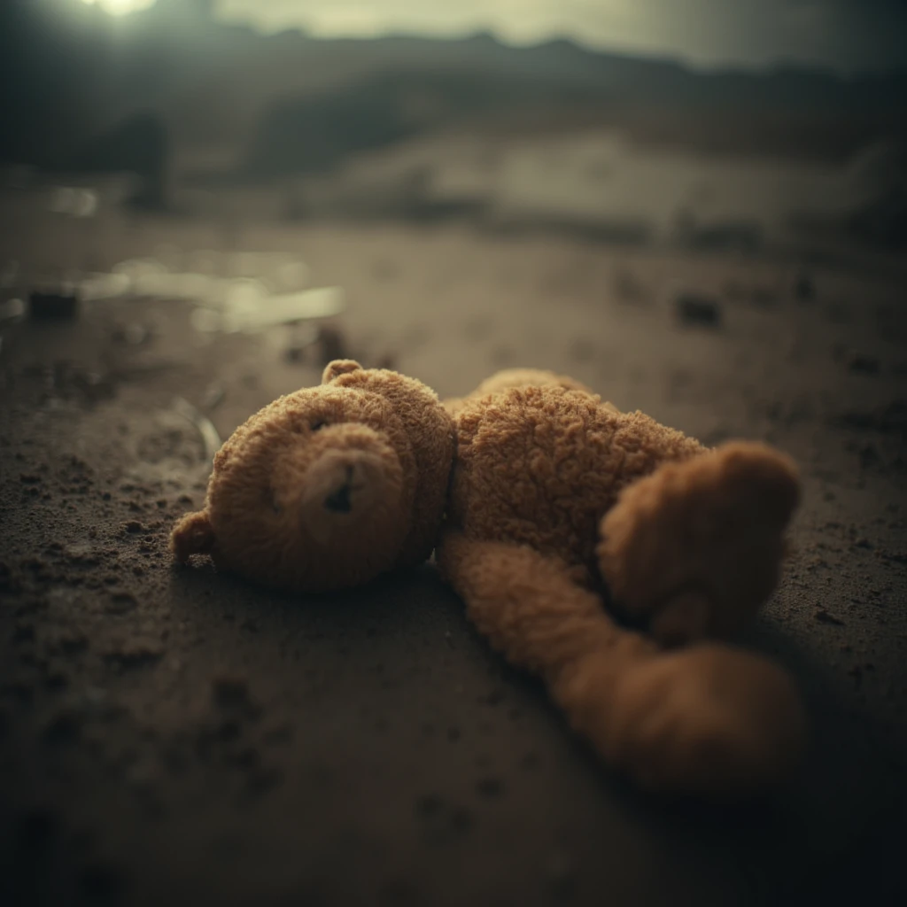 cinematic film still of  <lora:horror movie themed Army of the dead v1:0.9>
A different unique picture of a teddy bear laying on the ground with a blurry background, horror movie themed, sharp, detailed, artistic, creative, dramatic light, cinematic style, film style, horror style, solo, lying, on back, blurry, no humans, blurry background, stuffed toy, stuffed animal, teddy bear, realistic, afternoon, depth of field, animal, shallow depth of field, vignette, highly detailed, high budget, bokeh, cinemascope, moody, epic, gorgeous, film grain, grainy