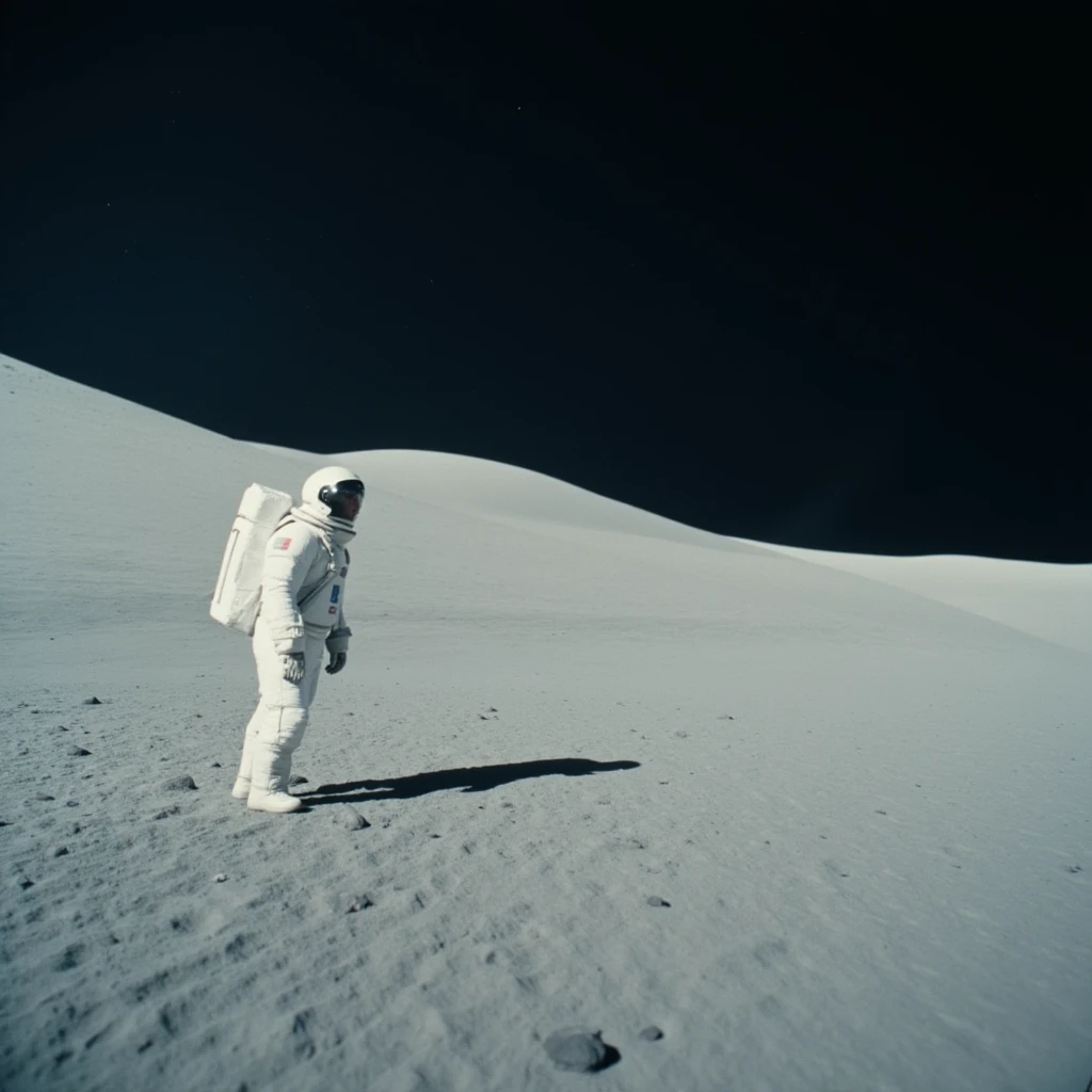 cinematic film still of  <lora:Interstellar style v1:0.7>
In 2067, dystopian science fiction world an astronaut in a white suit on the moon, no humans, moon, star (sky), starry sky, reflection, space, planet, ambiguous gender, earth (planet), spacesuit, space helmet, astronaut, sci-fi, futuristic, movie themed, sharp, detailed, epic cinematic photography, artistic, dramatic light, cinematic color style, Kodak film style, Interstellar style, solo, sky, helmet, 1other, shallow depth of field, vignette, highly detailed, high budget, bokeh, cinemascope, moody, epic, gorgeous, film grain, grainy