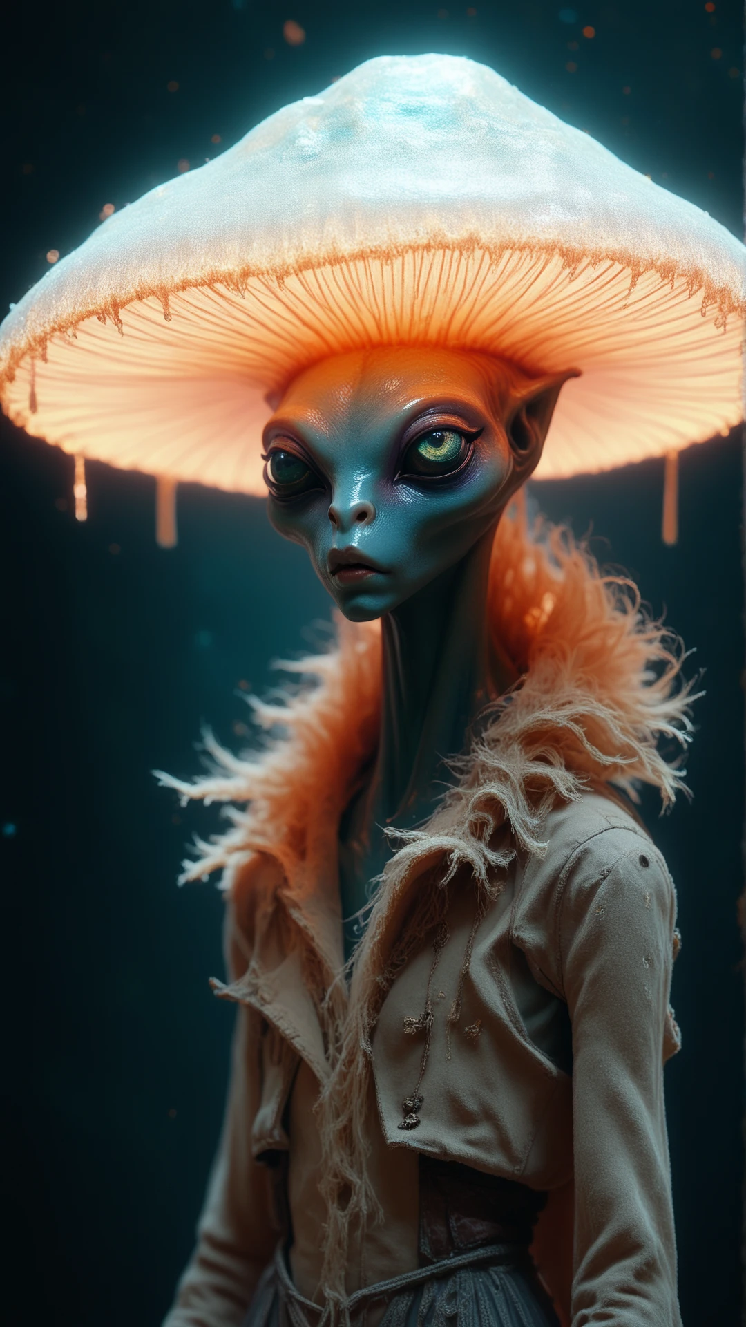 score_9, score_8_up, score_7_up, score_6_up <lora:MushroomHatPDXL:1>transparent mushroomhat, alien, in location campsite,