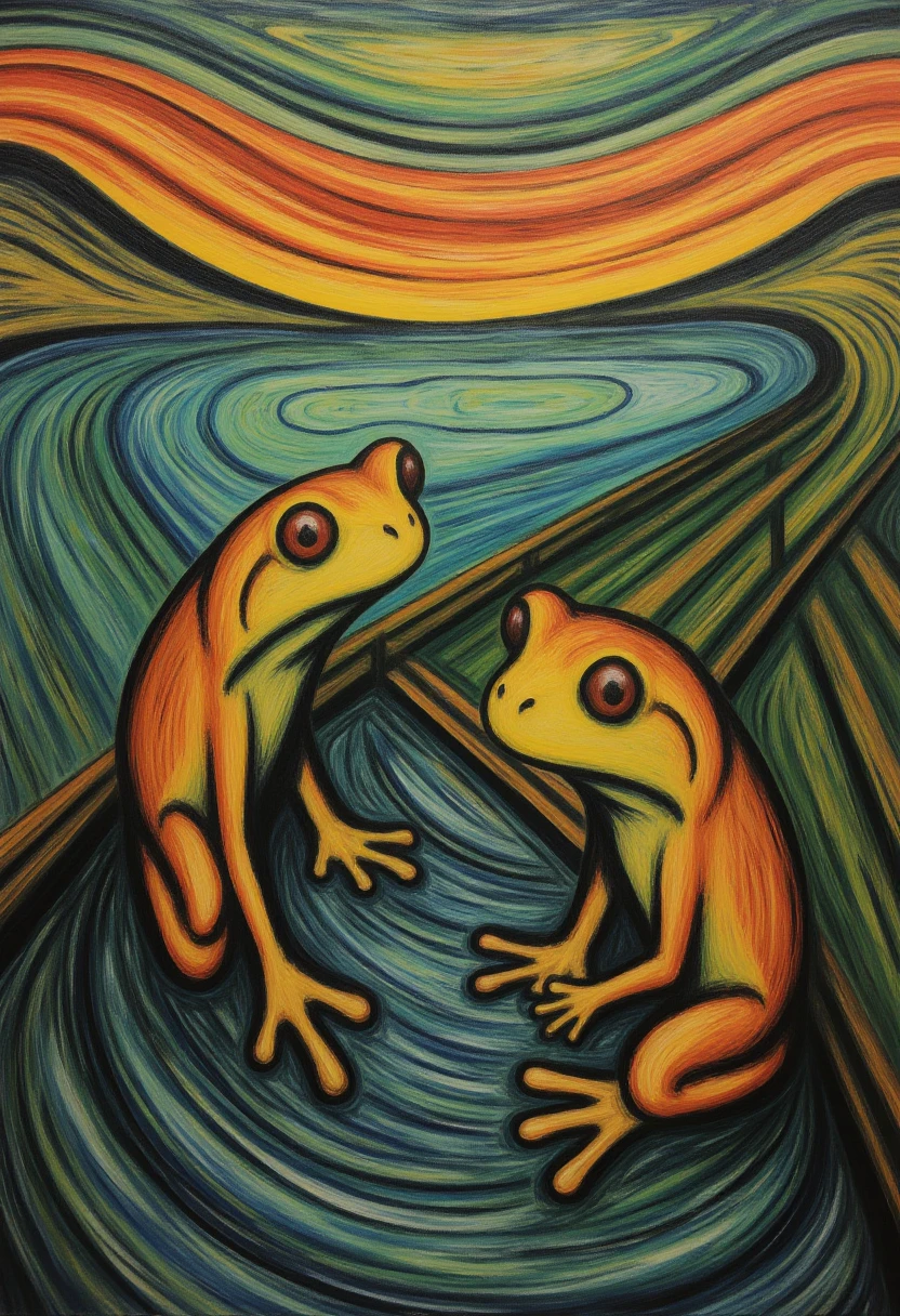 3dv4rd painting, frogs but one of them has been catfishing the others online. Sure theres a little blackmail and credit card fraud but really its about the companionship