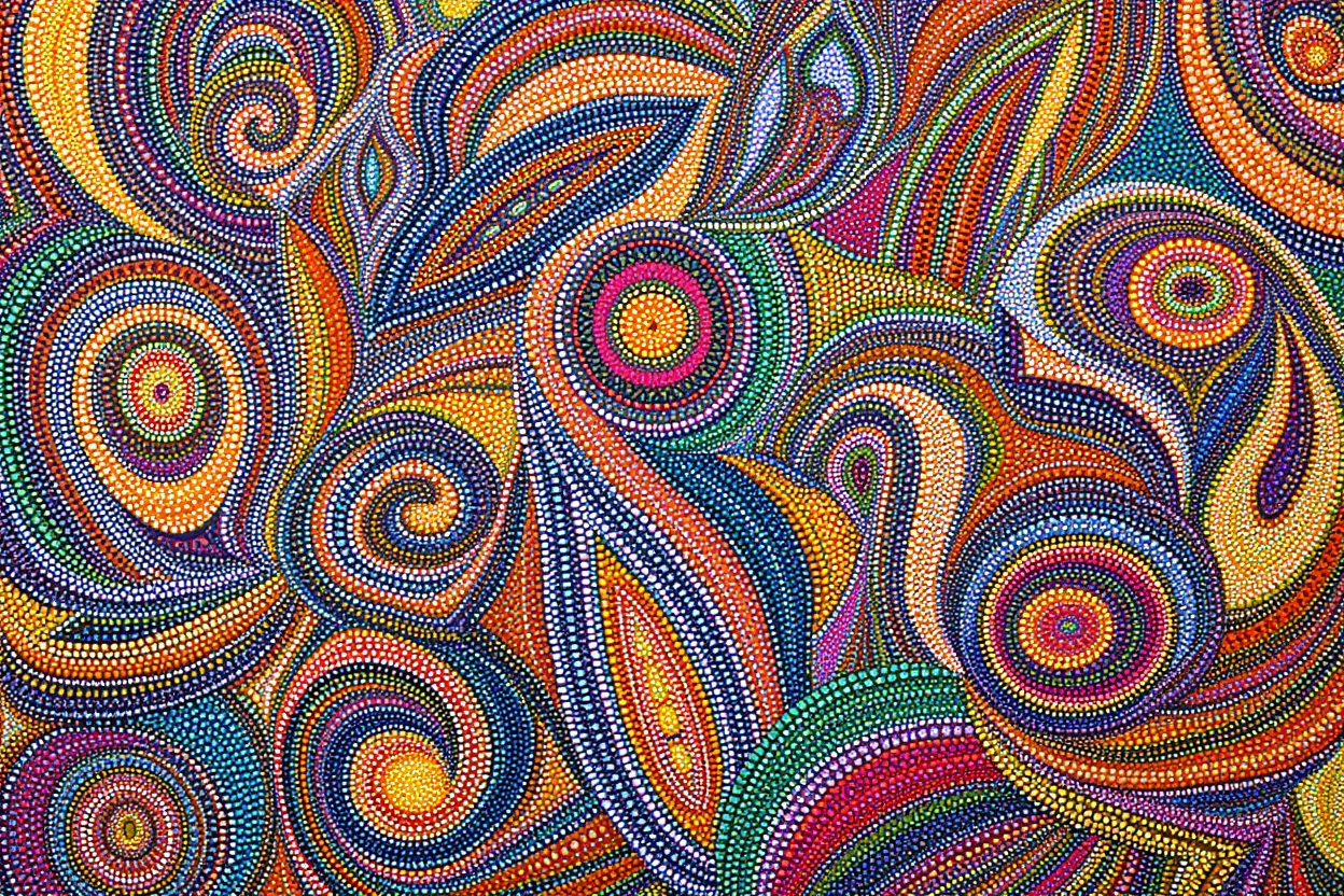 dotted truepointilli painting of a paisley pattern