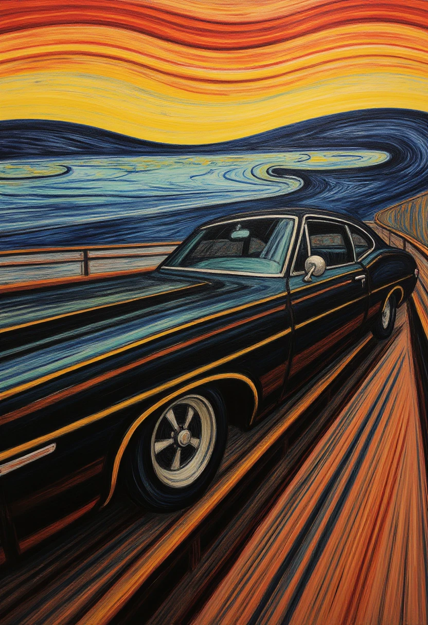 3dv4rd painting, 69 Impala black with pinstriping. Gold chrome, low rider