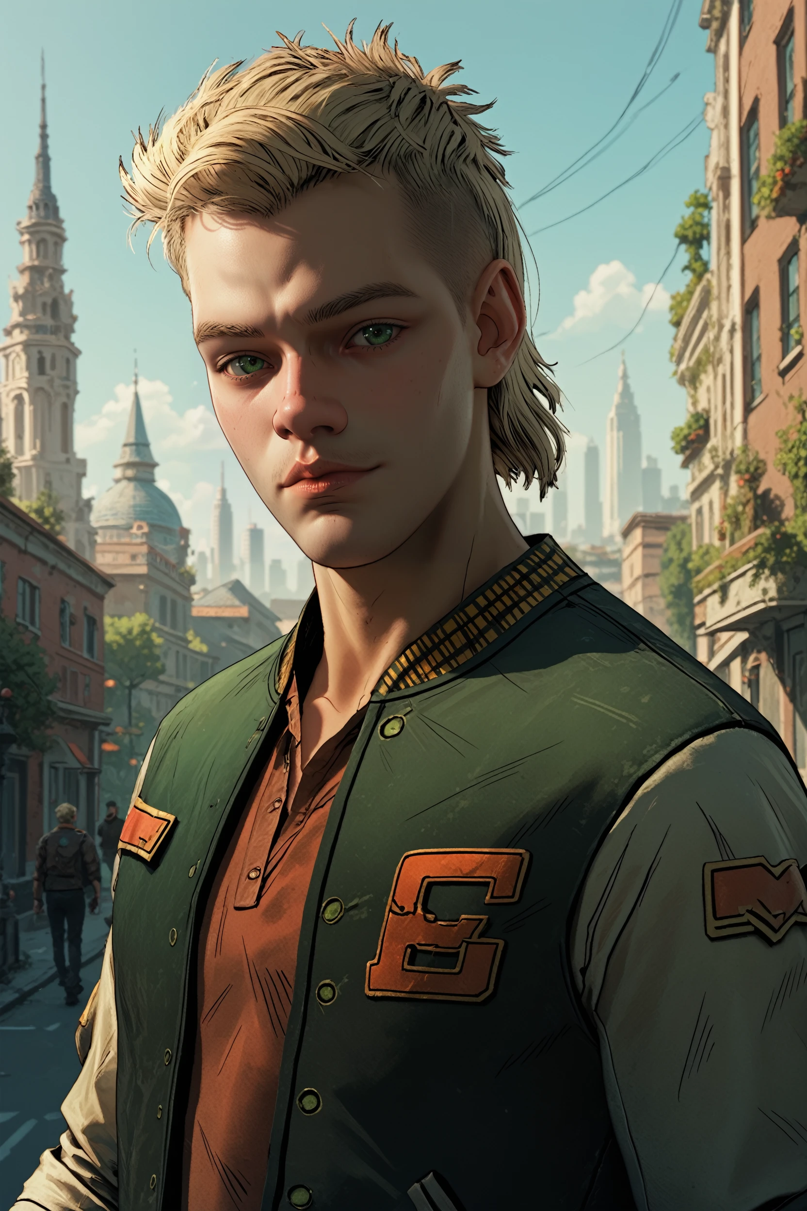 score_9, score_8_up, score_7_up,
<lora:TWD3Marlon:0.8>
TWD3Marlon, 1boy, blonde hair, green eyes, looking at viewer, In a modern urban setting, tailored suit and tie, skyscrapers in the background, confidently walking with a cityscape behind