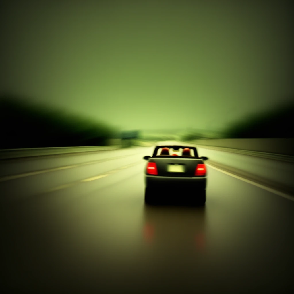 car, landscape, motion blur, rain