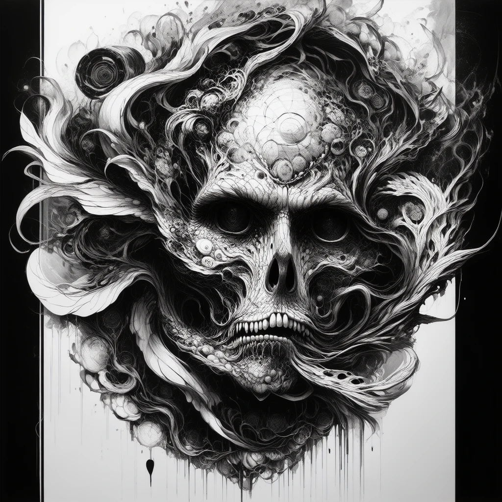 black and white artwork: amazing black and white sketch artwork, intricately detailed graphic concept design, intense hatching style, sumi ink, sharp and fine, high opacity, intense lighting, highly contrasted, elegant, muted grey