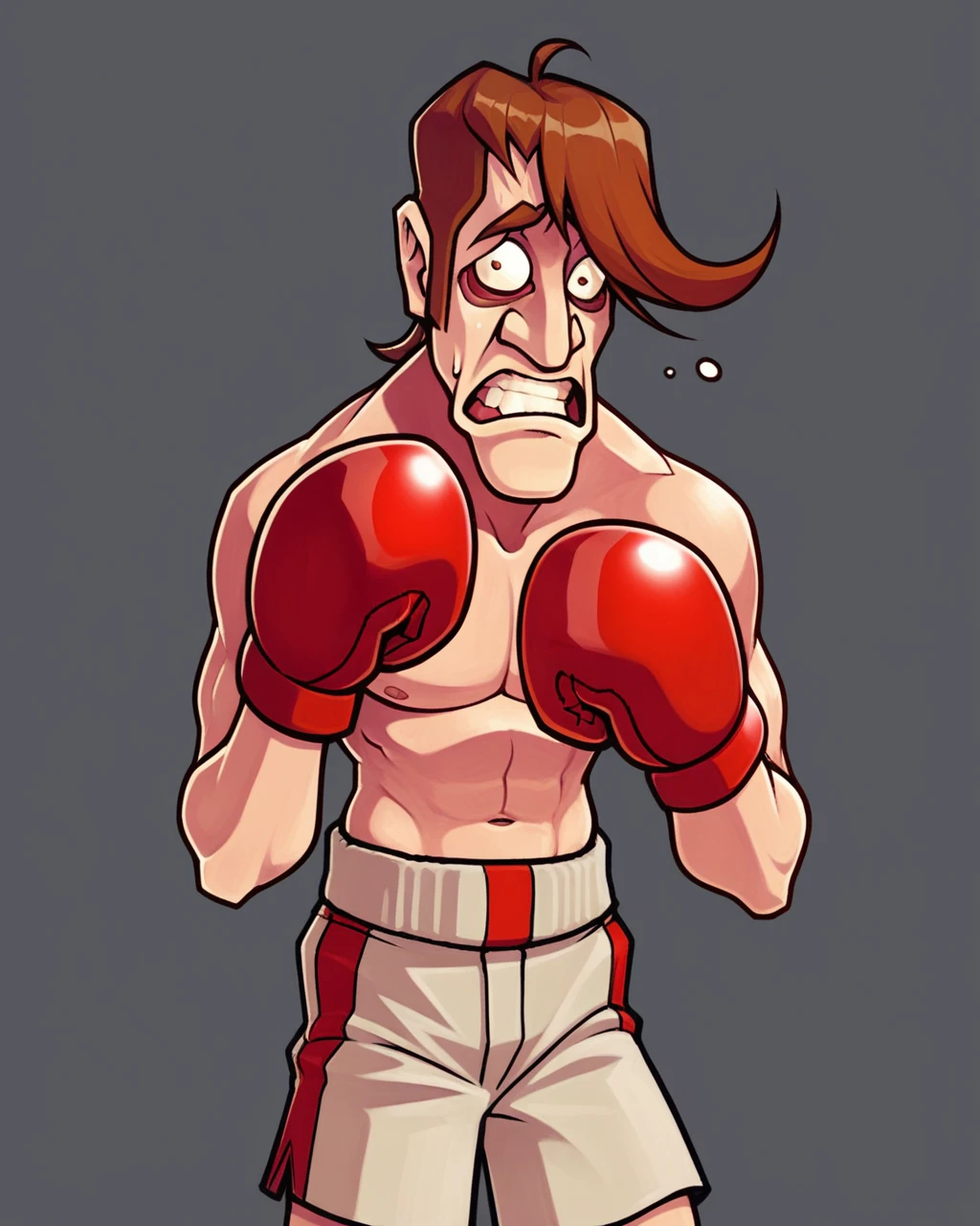 score_9, score_8_up, score_7_up, gl4ssj0e, nes, text that says "WORST BOXER", 1boy, scared, worried, red boxing gloves <lora:Glass_Joe_r1:0.8>   <lora:nes:1>