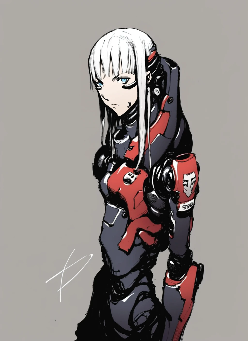 score_9, score_8_up, score_7_up, highly detailed, manga, sketch, tmnh, girl, Cibo, cyborg, white hair, blue eyes, skinny, hips, standing, dark factory, rating_safe, source_anime, BREAK best quality, masterpiece, e621, digital_art, <lora:Tsutomu_Nihei_Blame_Style:1>