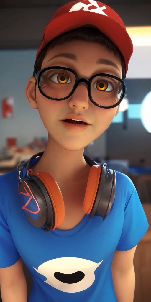 Hyperrealistic, photorealistic, super detailed, (1boy), vivid azure t-shirt, short dark brown hair, light tan skin, moderate orange eyes, black-rimmed glasses, red cap, body like in real life, large pores, tall, slender, unreal engine, octane render, droped shadow, bokeh, cinematic lighting, <lora:add_detail:0.5>, <lora:Volumetric_lighting:0.6>, Nino Lahiffe, , <lora:bb953b9d-cf4a-4f85-ad8c-ee8bc74bbc43:0.7>