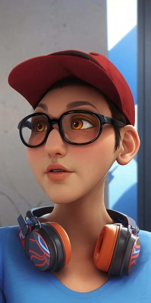 Hyperrealistic, photorealistic, super detailed, (1boy), vivid azure t-shirt, short dark brown hair, light tan skin, moderate orange eyes, black-rimmed glasses, red cap, body like in real life, large pores, tall, slender, unreal engine, octane render, droped shadow, bokeh, cinematic lighting, <lora:add_detail:0.5>, <lora:Volumetric_lighting:0.6>, Nino Lahiffe, , <lora:bb953b9d-cf4a-4f85-ad8c-ee8bc74bbc43:0.7>