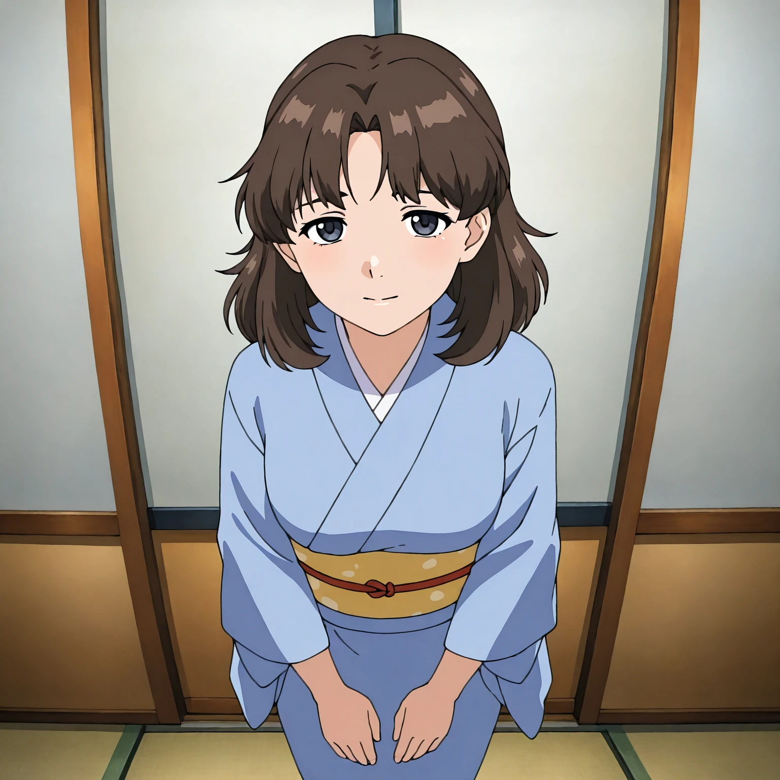 <lora:KSK_NadeshikoMinamiXLIllustrious004>,
masterpiece,best quality,good quality,newest,
detailed background,
looking at viewer,
solo,
Nadeshikominami,1girl,brown hair,medium hair,black eyes,
standing,
blue kimono,