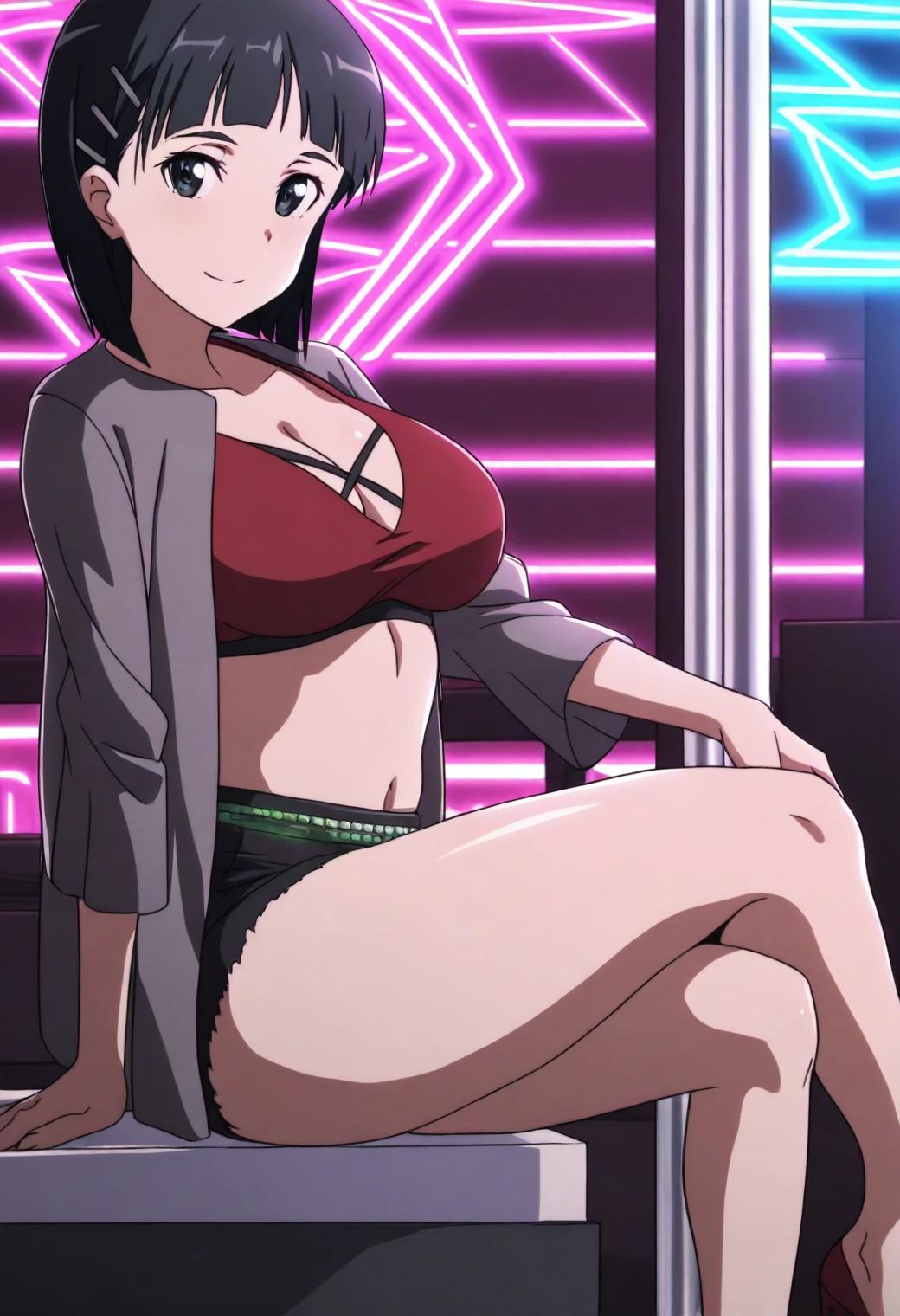 (highest quality、Highest quality、4K,POV shot、Midnight Night View、Super popular gravure model、Mature women with huge breasts and firm asses、)Panicked and surprised expression、彼女はBeing watched、Look back、Patterned underwear、bra(ハイbraンドbraジャー、)、Thong、Skyscraper condominium、Balcony、Exposed to the night wind、 Being watched、Tie your hair up