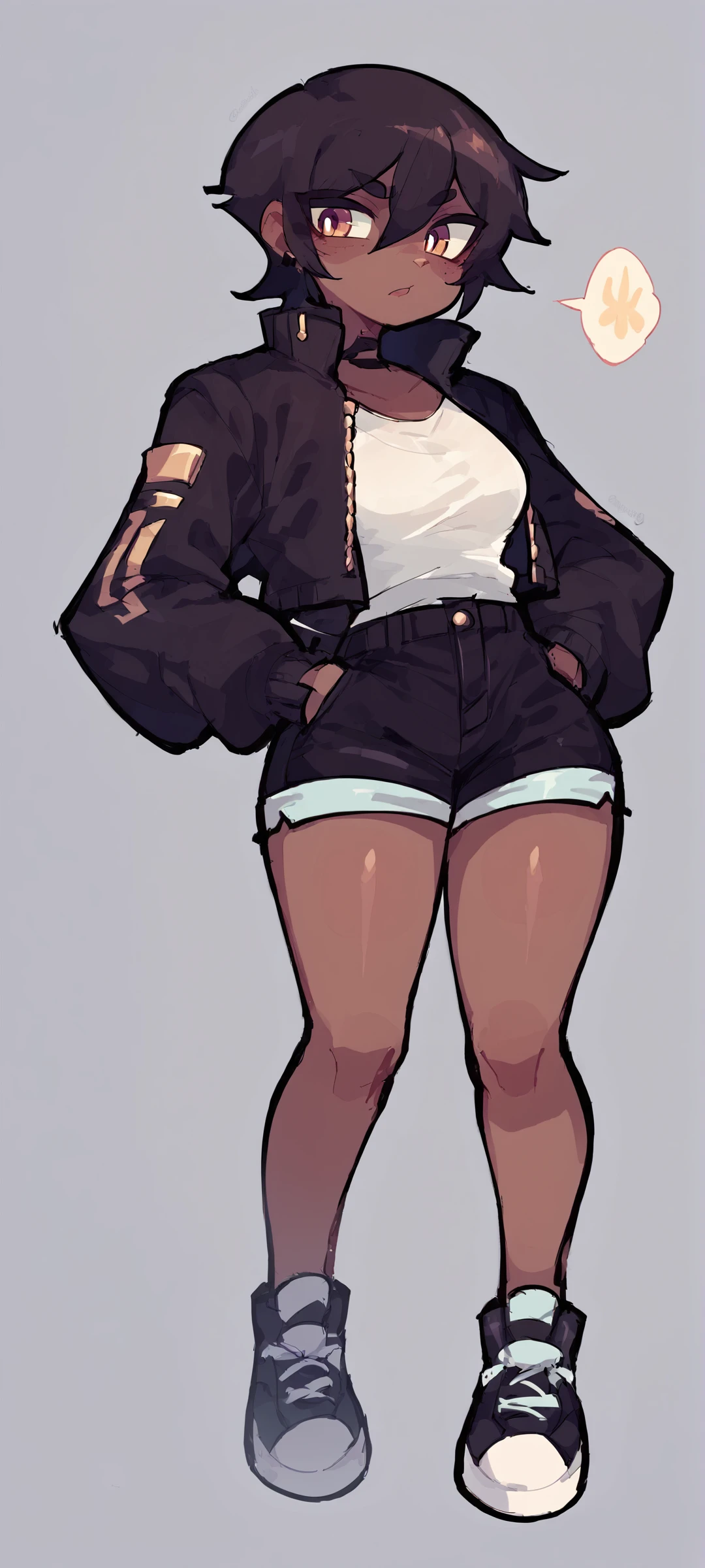 Goth Noir (nod) wearing a black swimsuit Black skin full body standing wearing black transparent pantyhose 