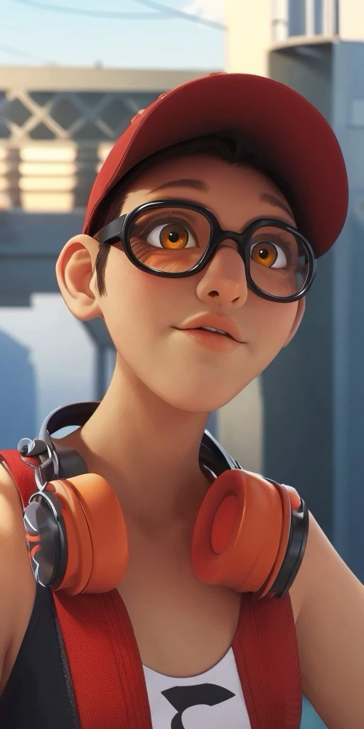 Hyperrealistic, photorealistic, super detailed, (1boy), vivid azure t-shirt, short dark brown hair, light tan skin, moderate orange eyes, black-rimmed glasses, red cap, body like in real life, large pores, tall, slender, unreal engine, octane render, droped shadow, bokeh, cinematic lighting, <lora:add_detail:0.5>, <lora:Volumetric_lighting:0.6>, Nino Lahiffe, , <lora:bb953b9d-cf4a-4f85-ad8c-ee8bc74bbc43:0.7>