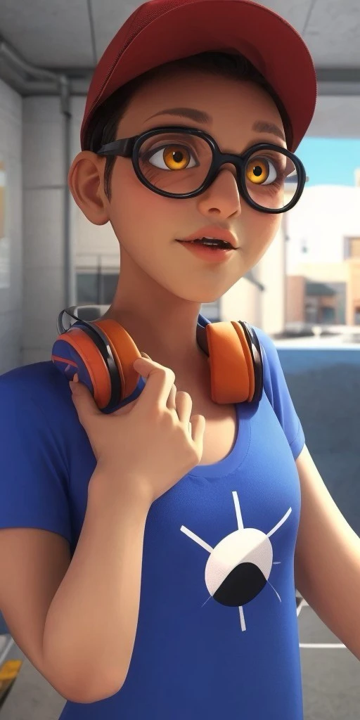 Hyperrealistic, photorealistic, super detailed, (1boy), vivid azure t-shirt, short dark brown hair, light tan skin, moderate orange eyes, black-rimmed glasses, red cap, body like in real life, large pores, tall, slender, unreal engine, octane render, droped shadow, bokeh, cinematic lighting, <lora:add_detail:0.5>, <lora:Volumetric_lighting:0.6>, Nino Lahiffe, , <lora:bb953b9d-cf4a-4f85-ad8c-ee8bc74bbc43:0.7>