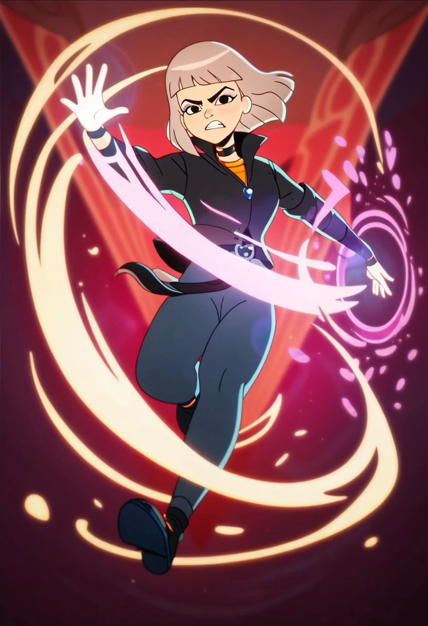 score_9, score_8_up, score_7_up, source_cartoon, perfect lighting, very aesthetic, intricate details, highly detailed background, high quality, prefect hands, best quality,s,, 1girl, solo, jentry chau, jentry chau vs the underworld, black eyes, medium hair, platinum brown hair, pink eye shadow,hands on fire
, magic, floating, full body, casual clothes, angry, looking at viewer, school corridor,