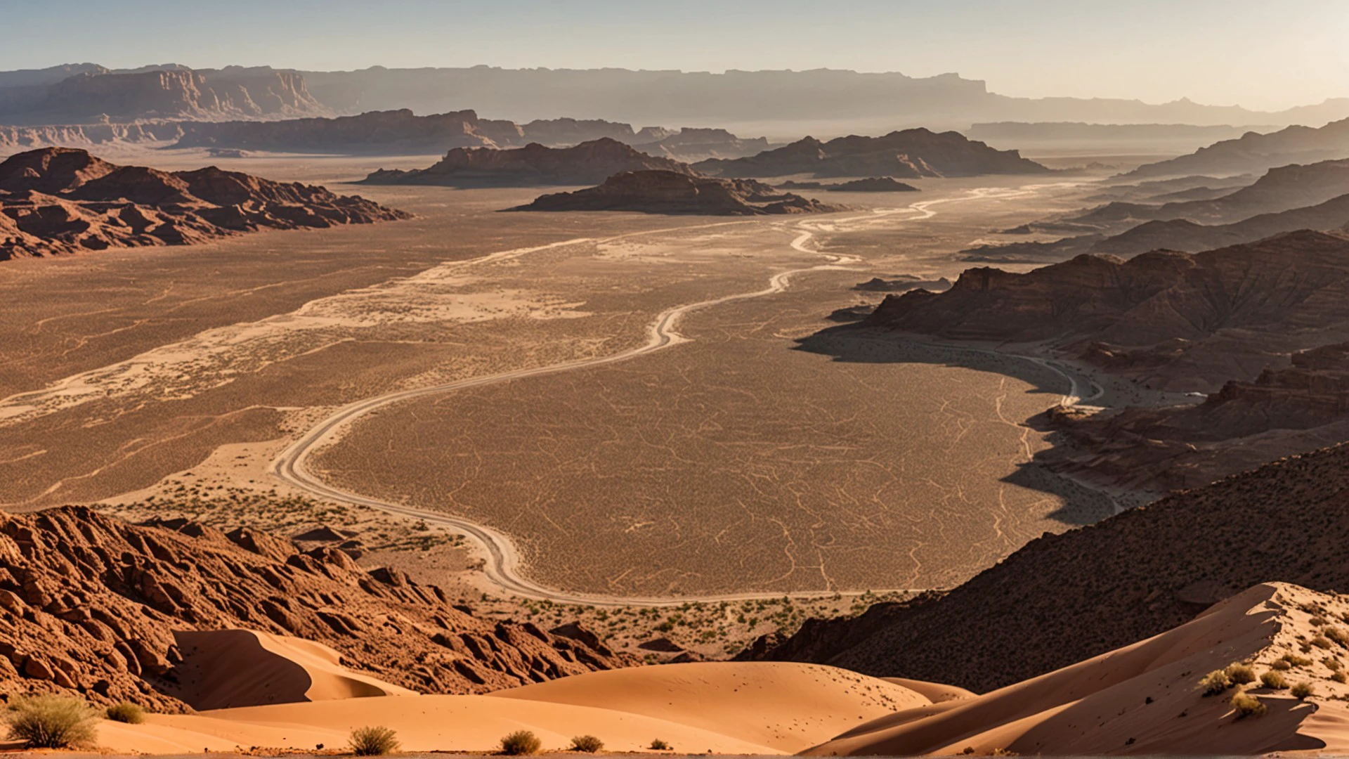 Beautiful desert view, landscape, morning, summer, high detailed, intricate details, HD, 8K, sharp, magazine photo, best gallery photo, masterpiece, score_9, score_8, score_7