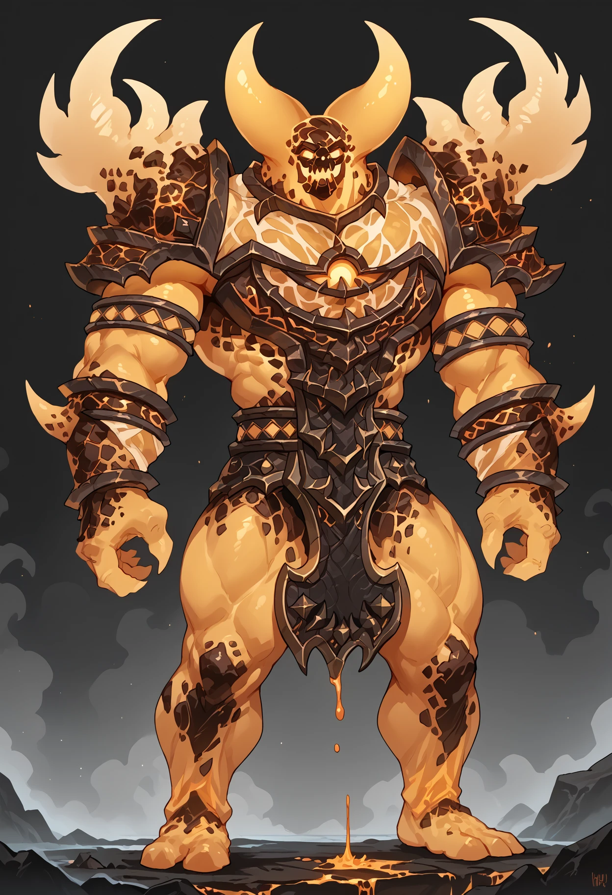 zPDXL3, score_9, score_8_up, score_7_up, detailed face, detailed body, detailed background, perfect anatomy, masterpiece, high quality, best quality, rating_explicit, source_monster BREAK monster, ragnaros, lava body, muscular, big pecs, broad shoulders, thick thighs, standing <lora:detailed_notrigger:1> <lora:Ragnaros_WoW_V1:0.9>