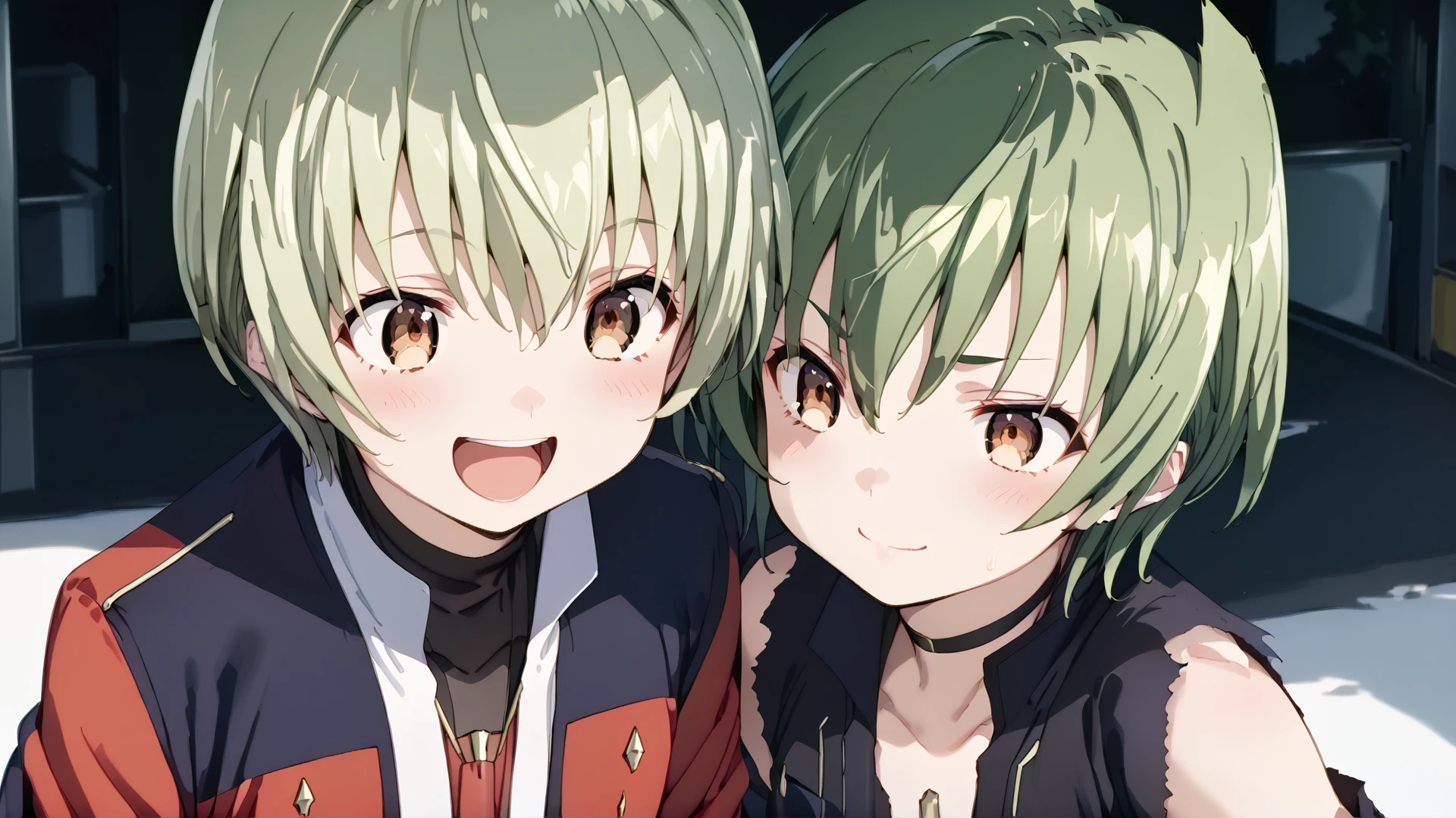 1girl, 1boy,me1is5a,green hair,short hair,brown eyes,uniform,laugh ,
1boy, 1girl, ca6os5a,green hair,short hair,brown eyes,torn clothes,smug ,
score_9, score_8_up, score_7_up, BREAK source_anime, rating_safe, best quality, masterpiece, uncensored,<lora:CarossaMelissa_pony_v1.0:1.0>