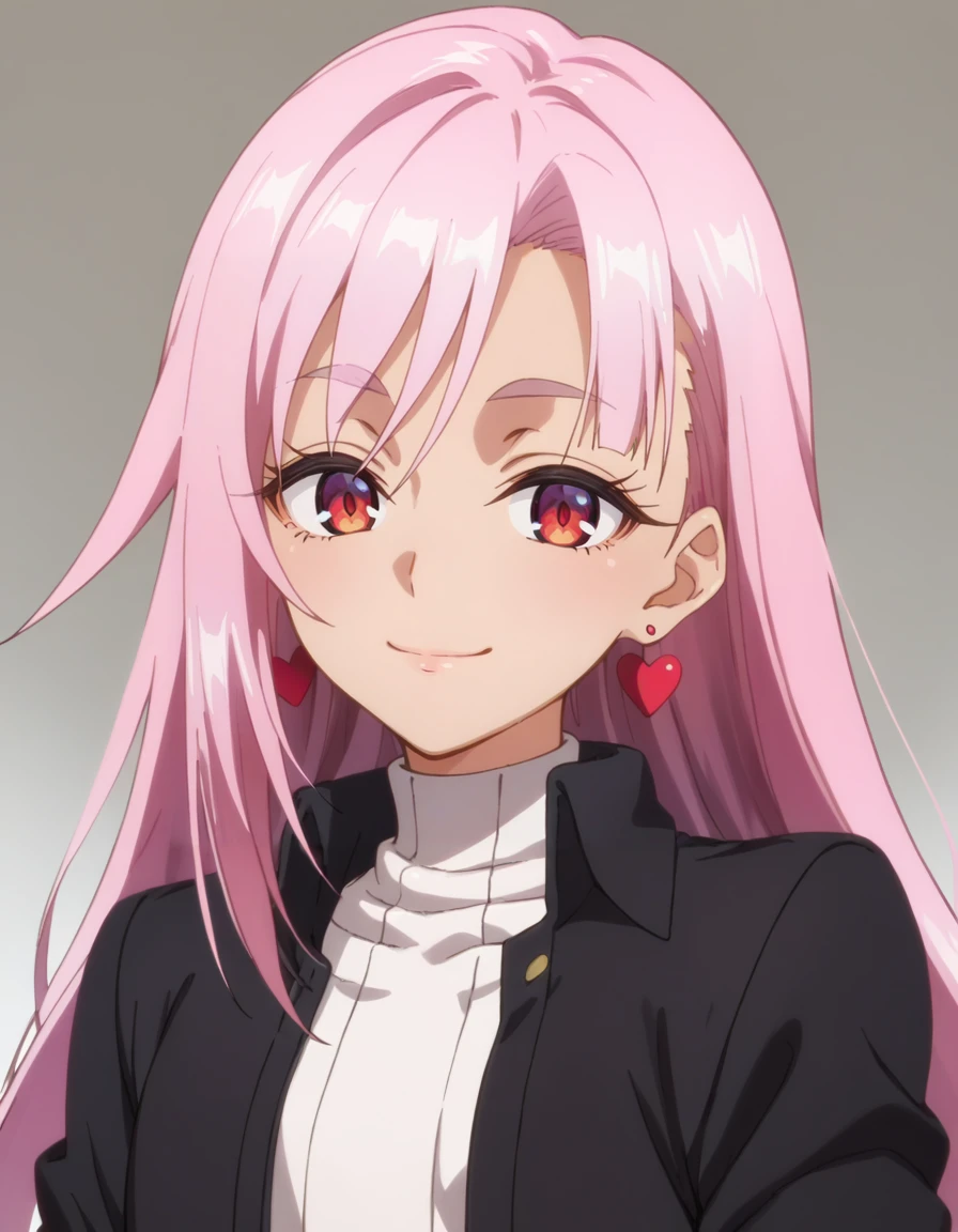 score_9, score_8_up, score_7_up, source_anime, BREAK
1girl, solo, looking at viewer, gradient background, upper body, light smile, 
liz smart, dark skin, long hair, straight hair, pink hair, red eyes, heart earrings,
date outfit, black jacket, white shirt, medium sleeves,
<lora:liz_smart_anime-soralz:1>