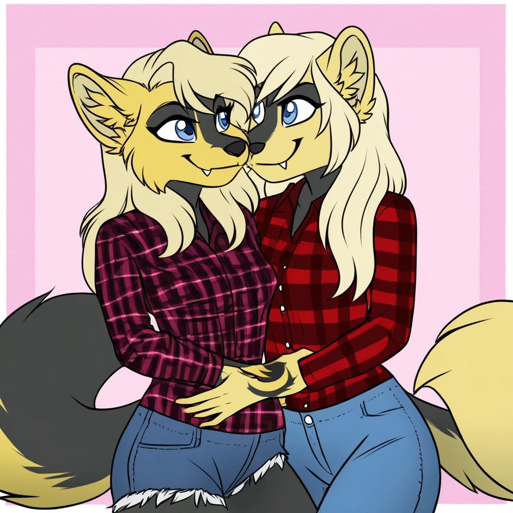 Duo, score_9,score_8_up,score_7_up, source_furry, (Kat, Anthro furry feline girl and guy, adult female and male, blue eyes, blonde hair, (hair in a pony tail):1.2, :3, silver fur, grey stripes, tail), wearing blue shirt, brown panties, lifting left leg up, looking up, in an elevator, elevator window, smiling cutely, front view, neutral pose, hands behind her back, male having sex with female, male point of view, shirt lift, breasts exposed, small breasts, nipples, penis inserted into pussy, eyes closed, sticking out tongue, cum covered, cum leaking out pussy