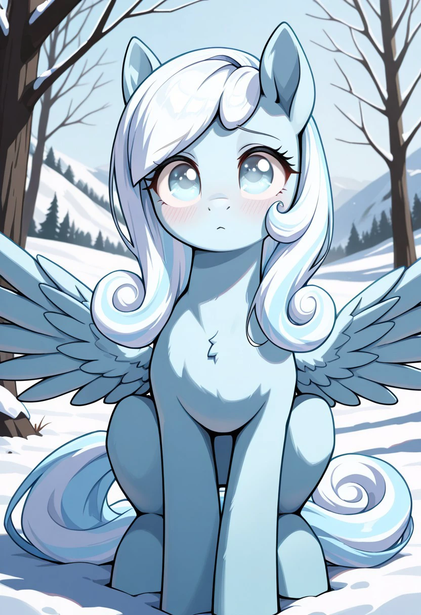 masterpiece, best quality, 32k, high resolution, absurdres, snowdrop, pegasus, horse