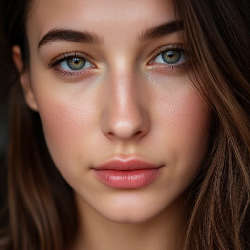 Closeup, face, beautiful woman, detailed skin