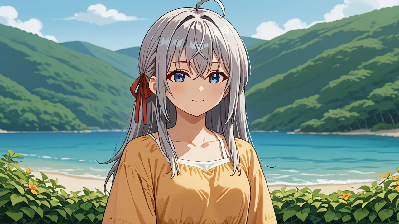 <lora:Alisa_Alya_Mikhailovna_Kujou_from_Alya_Sometimes_Hides_Her_Feelings_in_Russian:1>,  girl, summer, anime style, 1 girl, solo