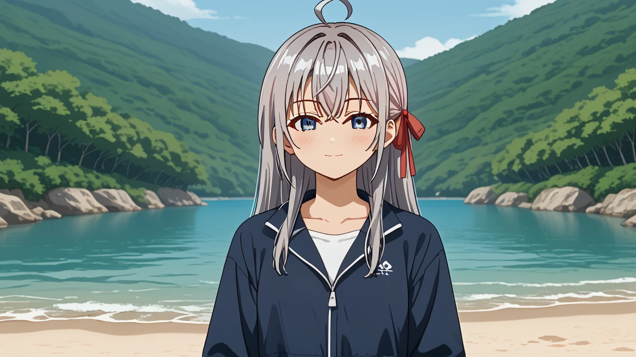 <lora:Alisa_Alya_Mikhailovna_Kujou_from_Alya_Sometimes_Hides_Her_Feelings_in_Russian:1>,  girl, summer, anime style, 1 girl, solo