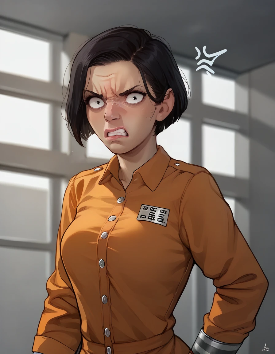 1girl, solo, looking at viewer, (disgust:1.3), surprised,
black hair, short hair, indoors, prison booking, blurred background, prison jumpsuit
BREAK
score_9, score_8_up, score_7_up, score_6_up, score_5_up, score_4_up, source_cartoon,
<lora:incase_v14:0.8>
<lora:disgust_pony_v1:1.0>