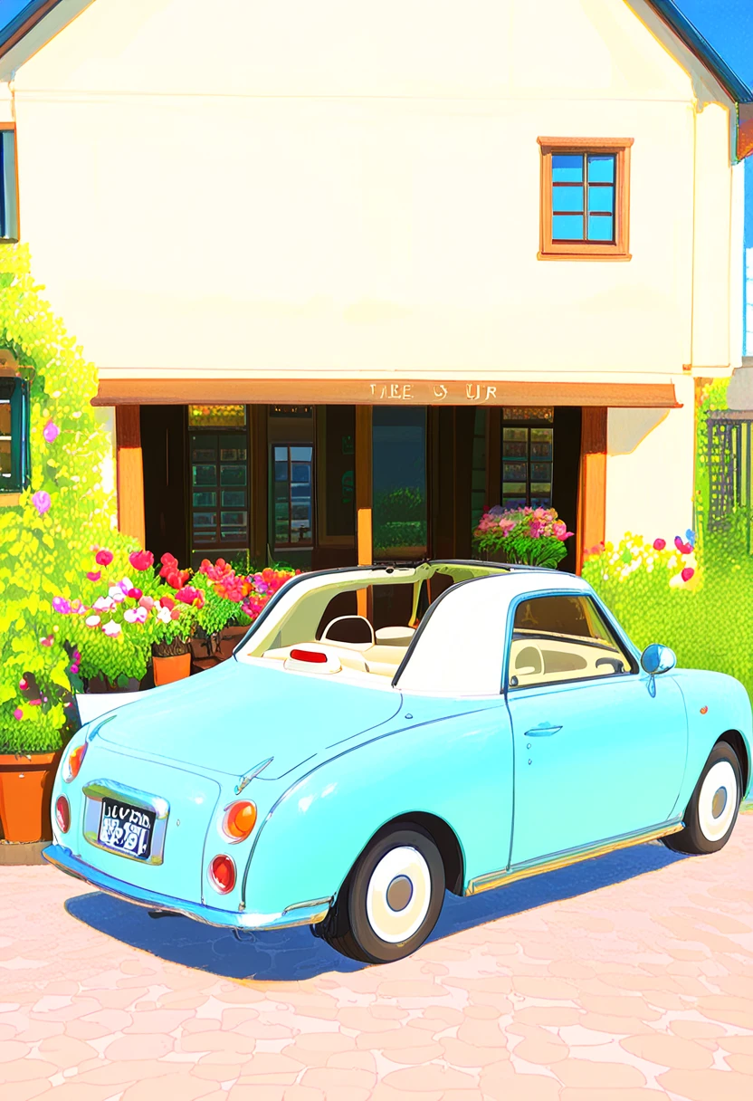 score_9,score_8_up,score_7_up,smasterpiece,best quality,
A digital painting of a car. It is parked in front of a building with a balcony,which has potted plants and a wrought iron railing. There is a small shop with a sign that says "Cafe". The building appears to be in Paris,with other buildings visible in the background. The sky is blue,and the overall atmosphere of the image is nostalgic,peaceful and serene. Atmospheric,a trending theme on Artstation.,
<lora:figaro:1>,Figaro,open roof,rear carrier(1.5),carrier(1.5),car focus,parked,carrier with flowers,side view,open door,get in a car,<lora:mengxuanliart:0.8>,