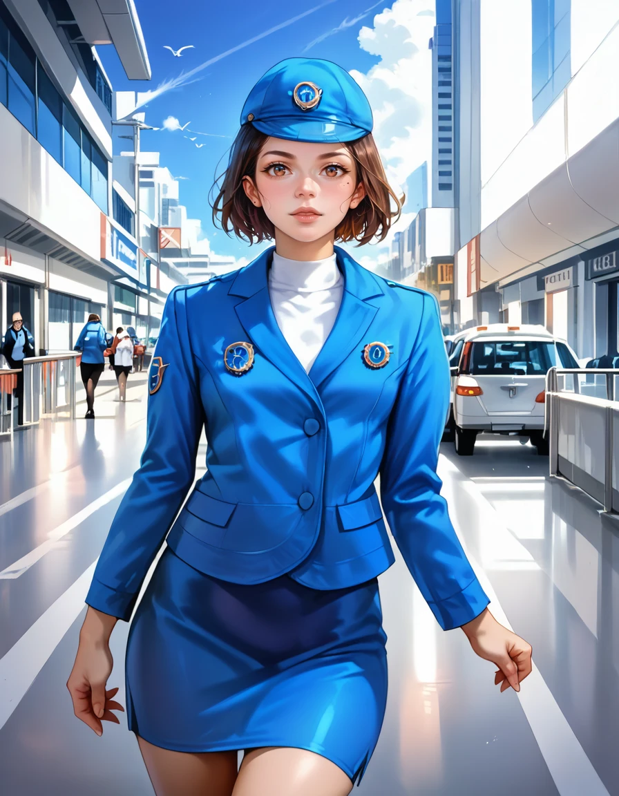 score_9, score_8_up, score_7_up, score_6_up, (photorealistic:1.1), ultra photo-realistic, 8k uhd, highres, extremely detailed, BREAK,
JAL4_Uniform, realistic, hat, 1girl, solo focus, blue skirt, blue headwear, short hair, brown hair, looking at viewer, outdoors, mole, uniform, badge, blue jacket, standing, brown eyes, pencil skirt, lips, mole under eye, airport, blue jacket <lora:BDPony_JAL4_Uniform_V1-12600:0.8>, in-flight, ca