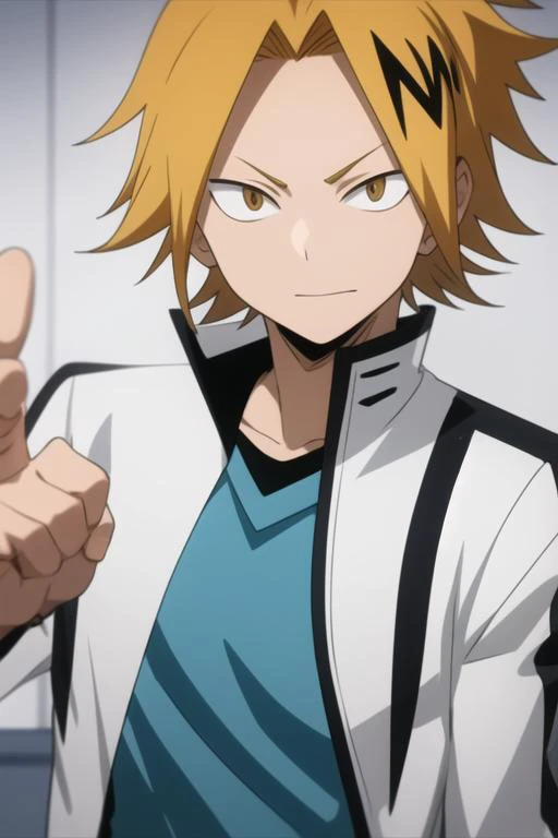 masterpiece, best quality, high quality, 1boy, solo, male focus, looking at viewer, upper body, <lora:kaminari_denki:0.70>, kaminari_denki, <lora:animemix_v3_offset:0.25>