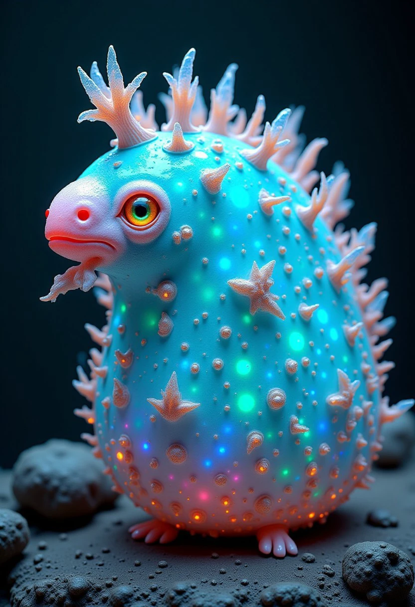 A creature made of opal, glowing opal fantasy