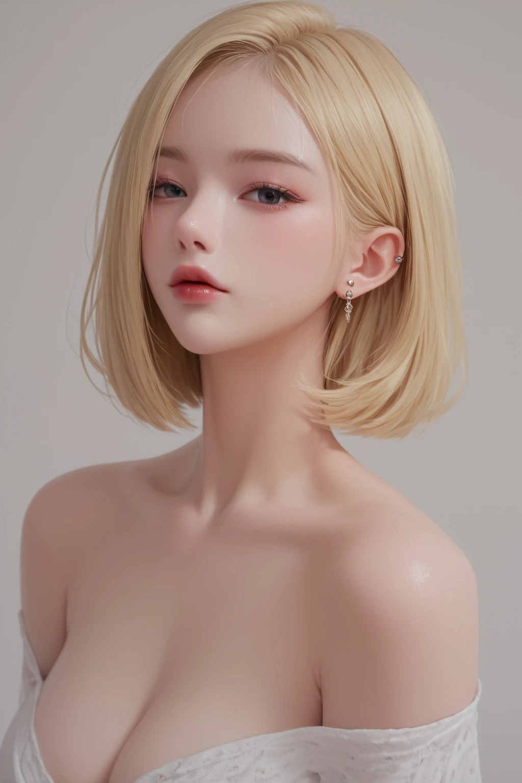 score_9, score_8_up, score_7_up, score_6_up, 1girl, 20yo, korean beautiful girl, blonde hair, bob_cut, earrings, piercings, ,medium lips size, looking_at_viewer