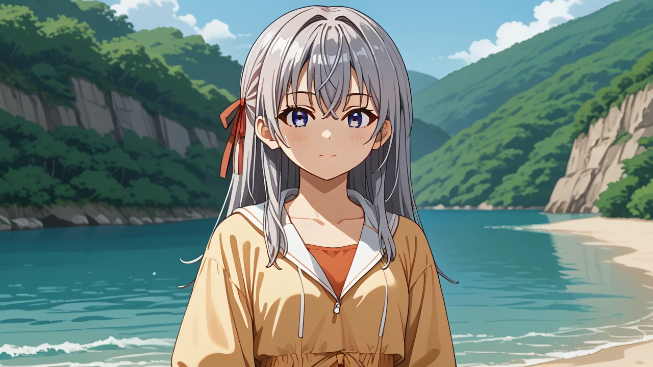 <lora:Alisa_Alya_Mikhailovna_Kujou_from_Alya_Sometimes_Hides_Her_Feelings_in_Russian:1>,  girl, summer, anime style, 1 girl, solo