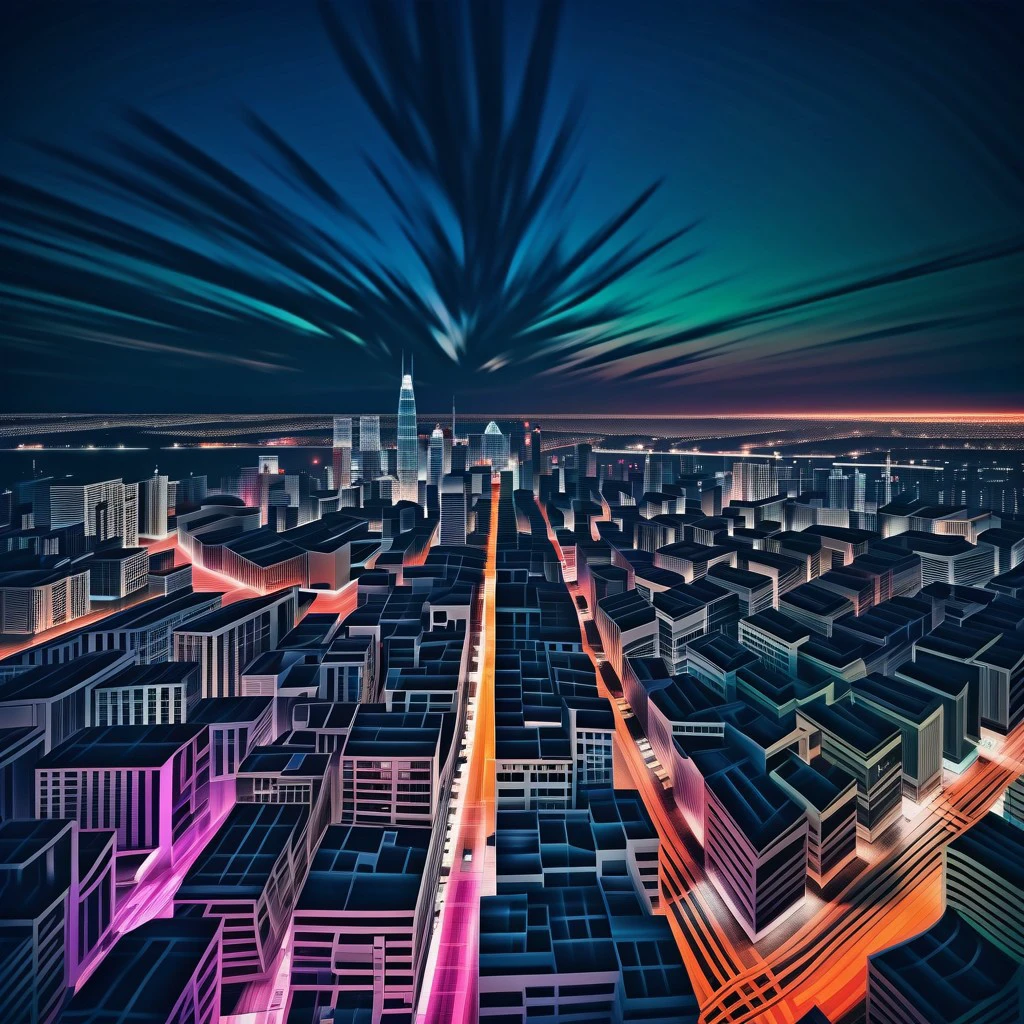 colorful cityscape at night