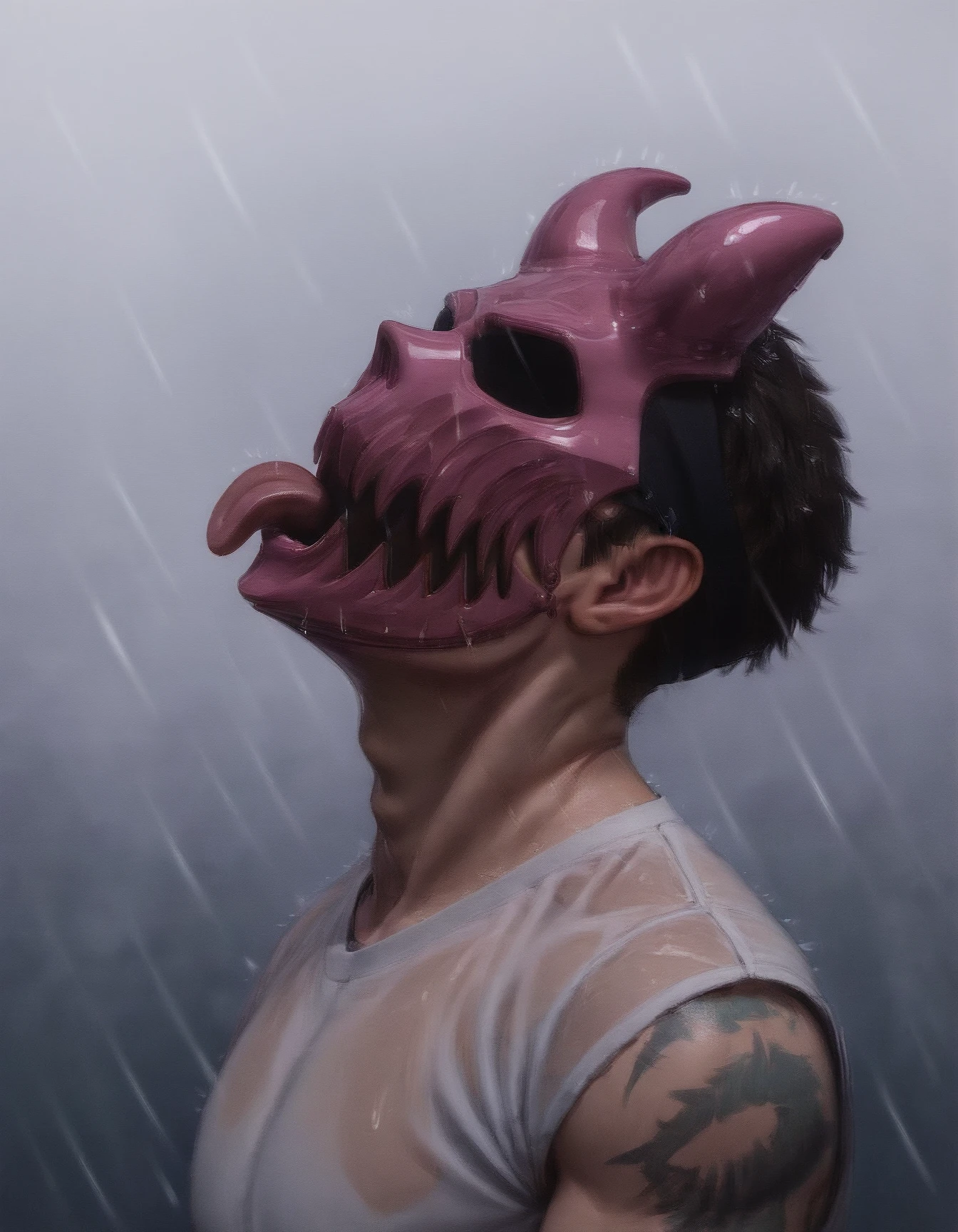 score_9, score_8_up, score_7_up, score_6_up
K1d0fd2rkness, pink mask, no eyes, vir, rain, looking up, tongue out, 1 boy
 <lora:VIRmemeXLP:0.6>
<lora:K1d0fd2rkness_XL:0.8>