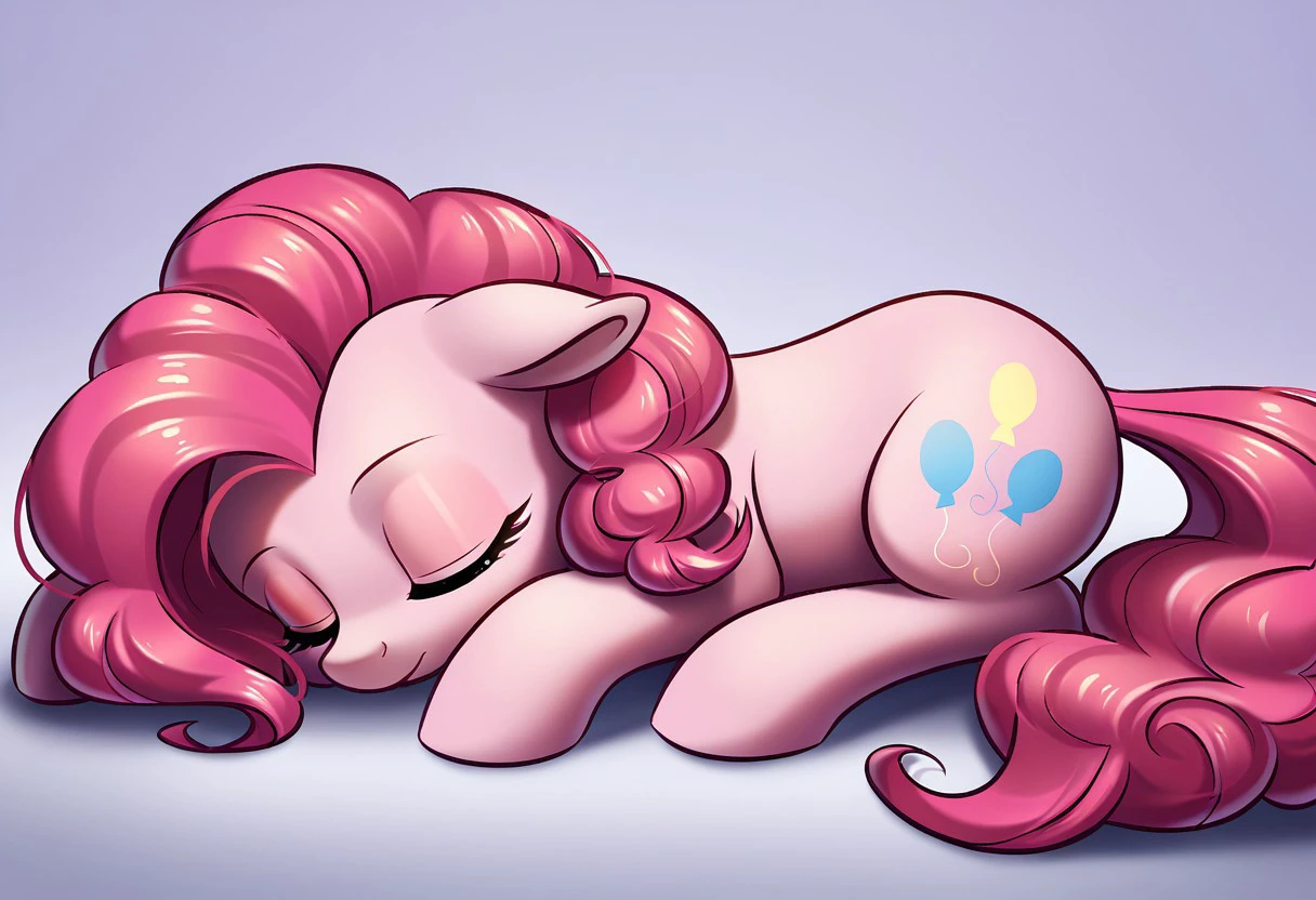 score_9, score_8_up, score_7_up, feral, pony, pale grey body, pinkiepie, purple hair, gradient hair, green eyes, anatomically correct, feral anatomy, good anatomy, (depth of field), muted colors, extremely high quality RAW photograph, medum-angle shot, on_bed, high_res, sleep on side, sleeping, sleep, three-quarter view, lifting legs, 