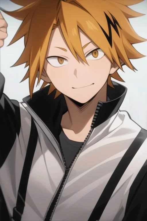 masterpiece, best quality, high quality, 1boy, solo, male focus, looking at viewer, upper body, <lora:kaminari_denki:0.70>, kaminari_denki,